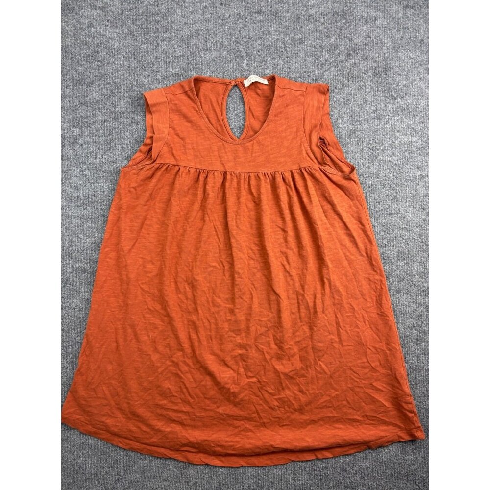 Natural By Known Supply Sleeveless‎ Top Women's XS Orange Pleated Relaxed Cotton